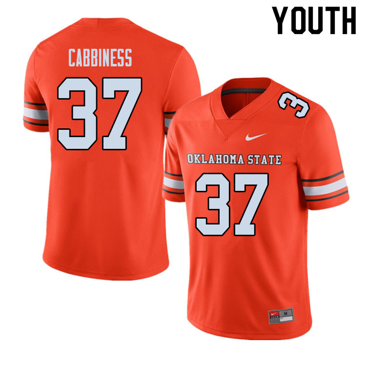 Youth #37 Cale Cabbiness Oklahoma State Cowboys College Football Jerseys Sale-Alternate